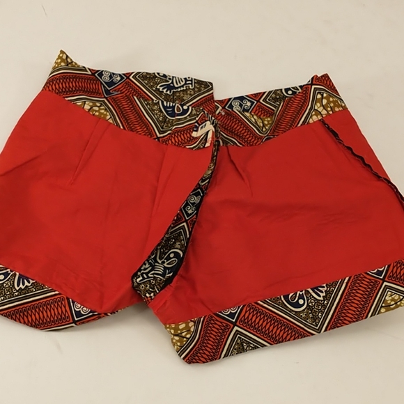Handmade Wax Print Cotton Short Shorts OOAK  30/31 - Picture 4 of 8
